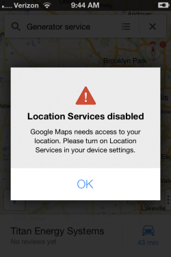 iPhone Location Services Google Maps