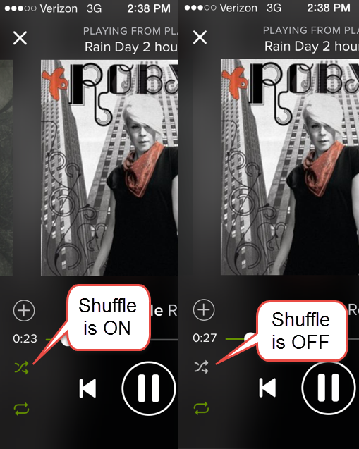 Turn off shuffle on the spotify App