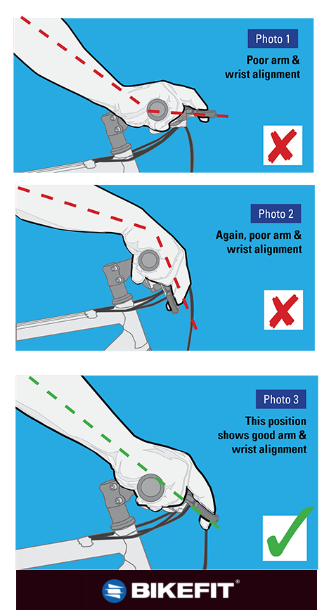 Proper wrist position to prevent numbness while riding indoor cycles