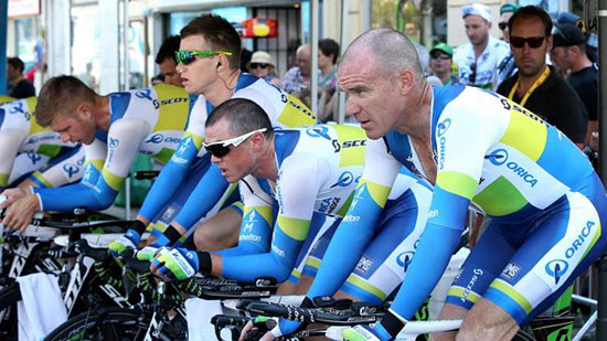 Cycling Team getting warm before a big event. Image credit http://velonews.competitor.com/