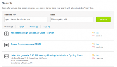 Use FourSquare to promote your spinning class