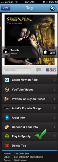  Shazam Tags with Spotify