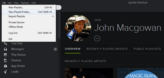 Create new playlist folder in Spotify