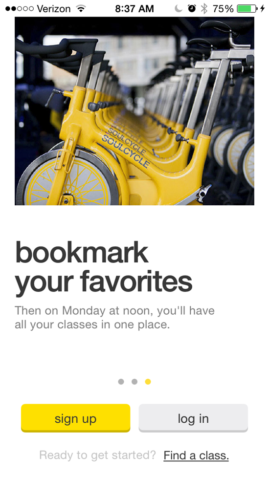 Soulcycle iPhone App reservation